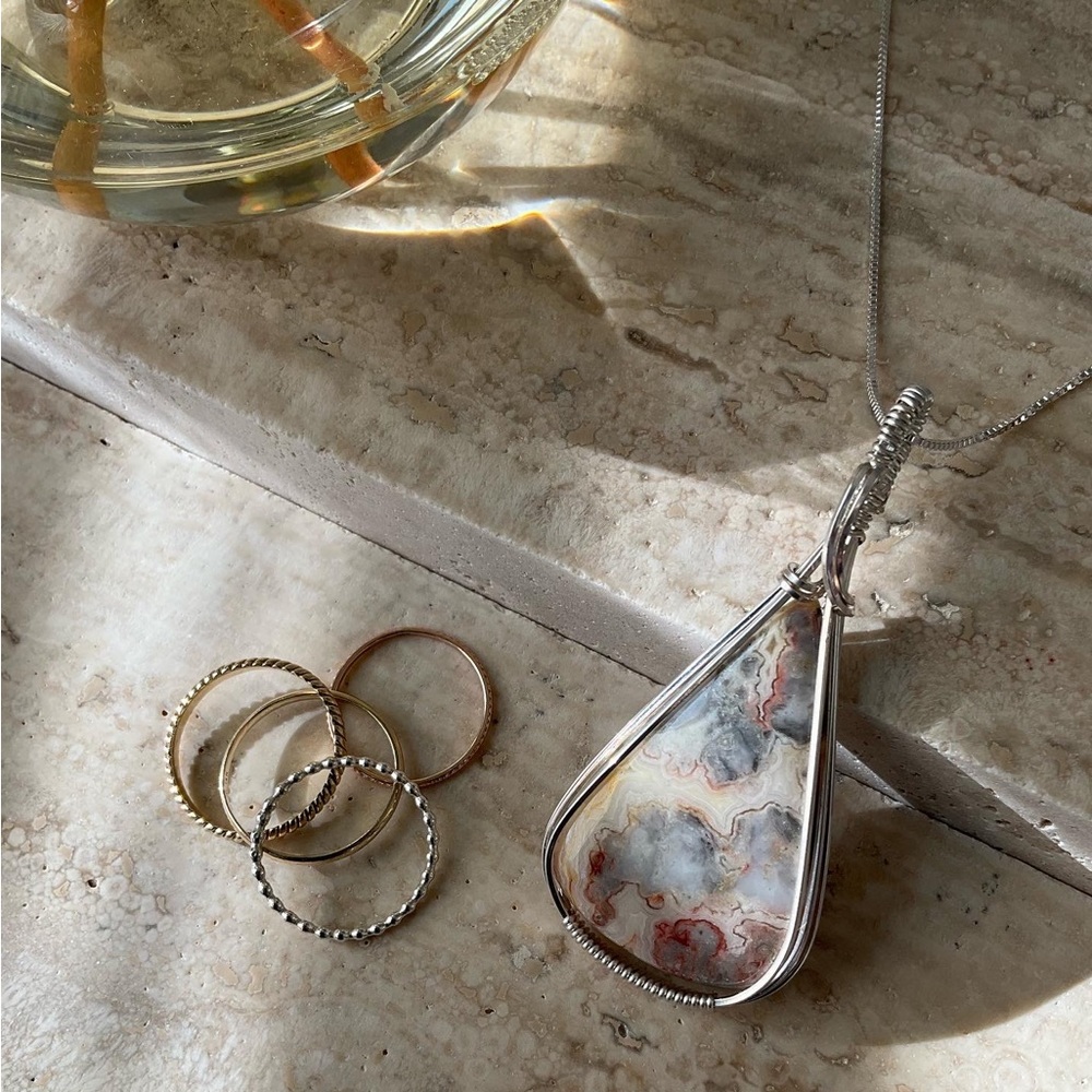 Sterling silver Crazy lace agate
